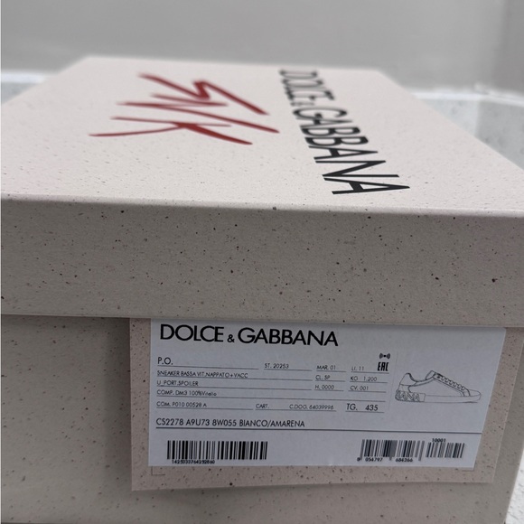 Dolce & Gabbana White and Burgundy Sneakers - Picture 6 of 7